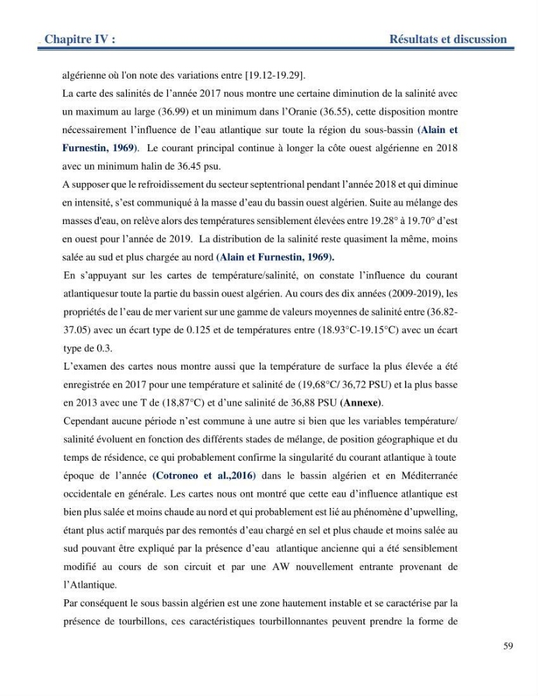 Etude de la circulation marine dans le bassin ouest Algérien