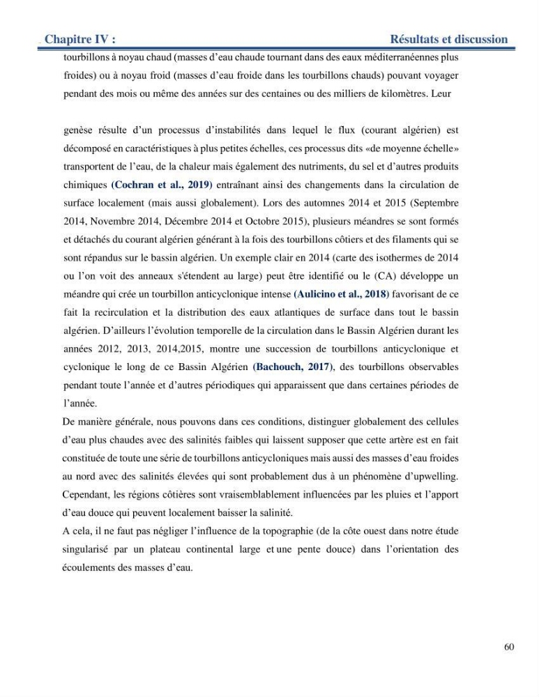 Etude de la circulation marine dans le bassin ouest Algérien