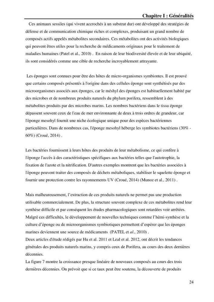 Extraction des métabolites secondaires de l\'éponge cultive Crambe Crambe