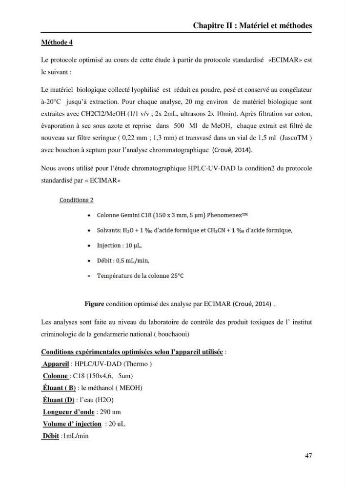 Extraction des métabolites secondaires de l\'éponge cultive Crambe Crambe