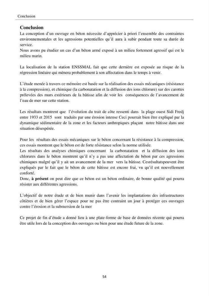 Impact de milieu marin sur la qualité du béton