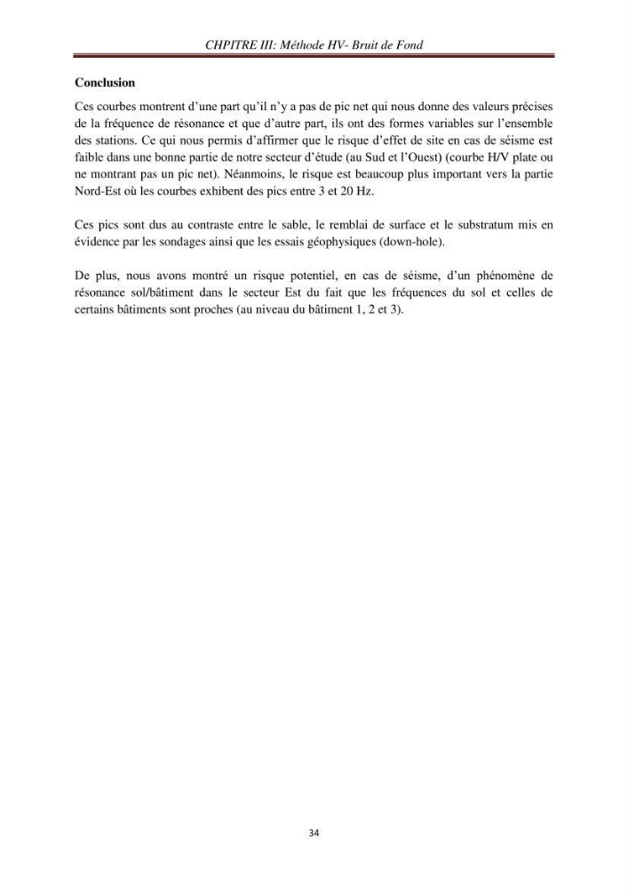 Evaluation des fréquences de résonnance du sol de l\'est de la baie d\'Alger par la méthode H/V-bruit de fond