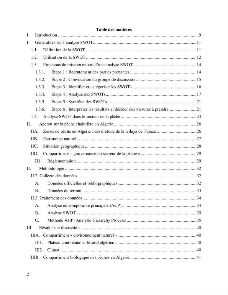 Contribution à l’analyse SWOT(Strengths, Weaknesses, Opportunities, Threats)comme outil d’aide à la décision: Cas de la pêcherie Chalutière de la wilaya de Tipaza