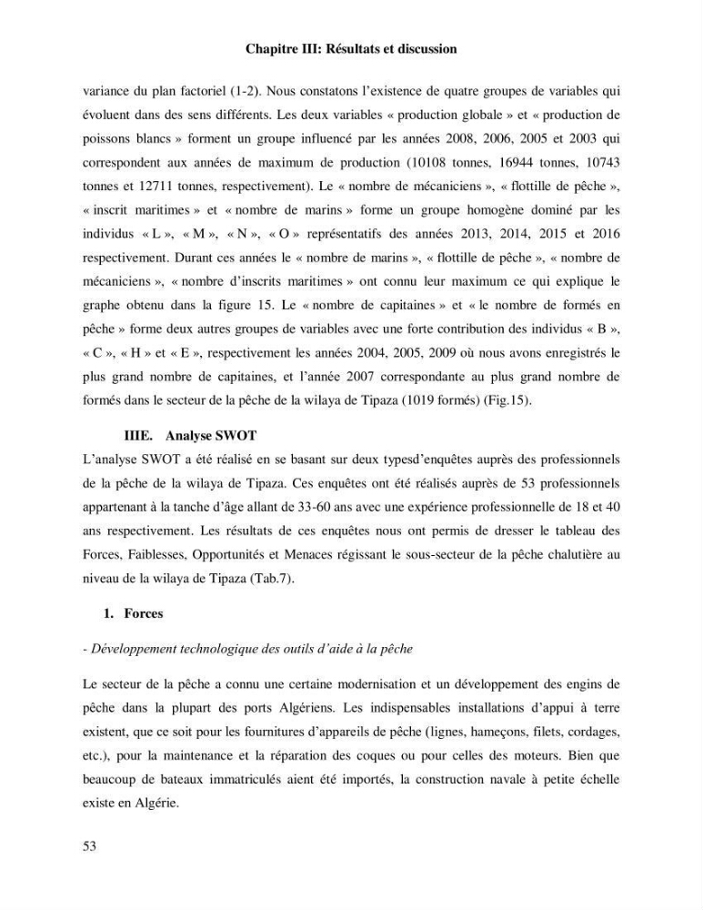 Contribution à l’analyse SWOT(Strengths, Weaknesses, Opportunities, Threats)comme outil d’aide à la décision: Cas de la pêcherie Chalutière de la wilaya de Tipaza