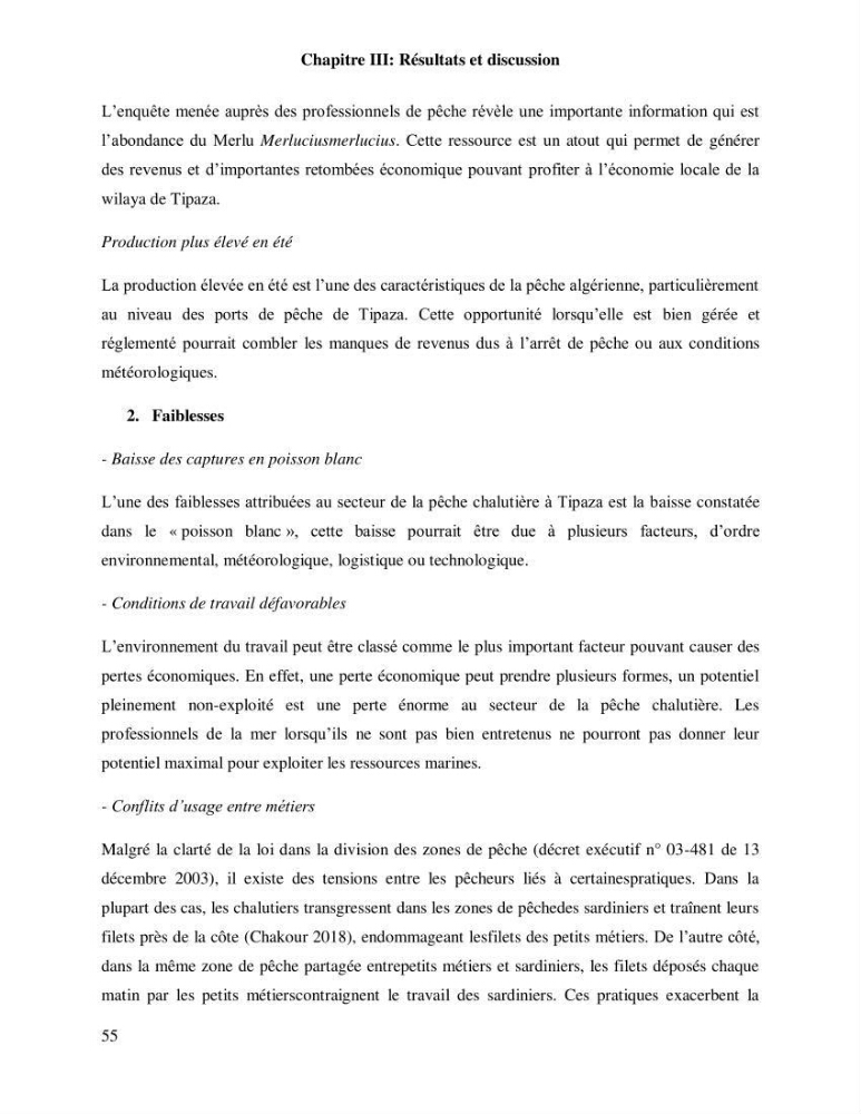 Contribution à l’analyse SWOT(Strengths, Weaknesses, Opportunities, Threats)comme outil d’aide à la décision: Cas de la pêcherie Chalutière de la wilaya de Tipaza