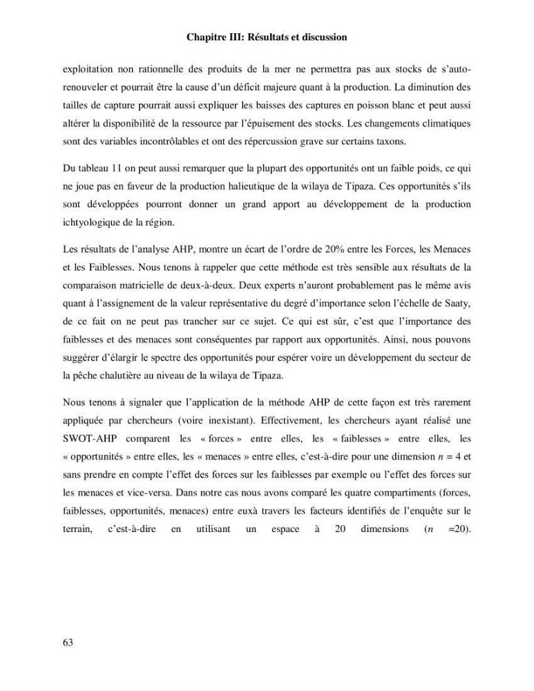 Contribution à l’analyse SWOT(Strengths, Weaknesses, Opportunities, Threats)comme outil d’aide à la décision: Cas de la pêcherie Chalutière de la wilaya de Tipaza