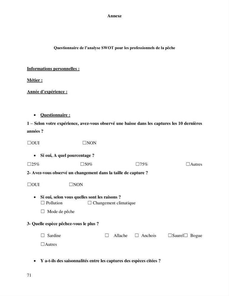 Contribution à l’analyse SWOT(Strengths, Weaknesses, Opportunities, Threats)comme outil d’aide à la décision: Cas de la pêcherie Chalutière de la wilaya de Tipaza
