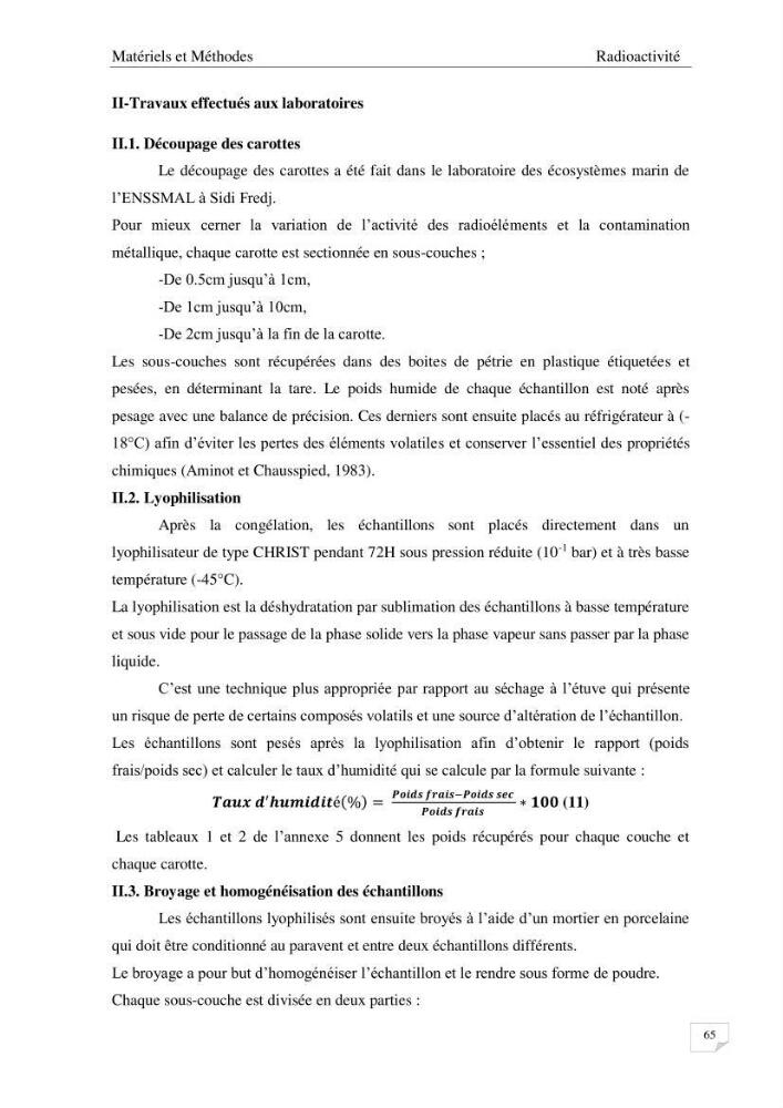 Les radioéléments et l\'historique de la contamination dans les sédiments de la côte algéroise :