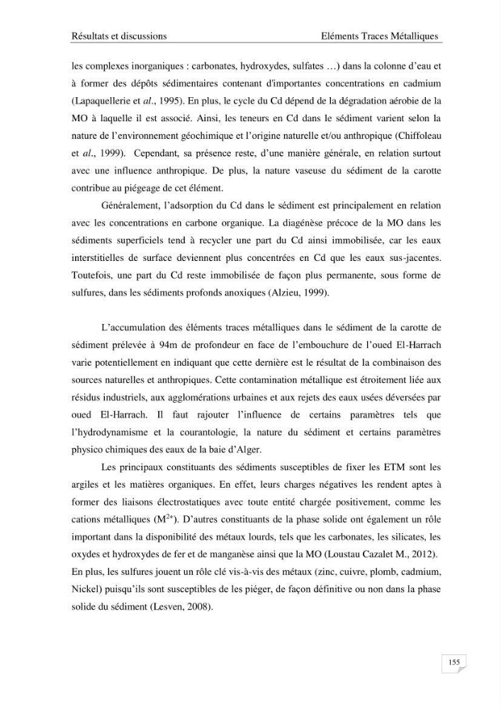 Les radioéléments et l\'historique de la contamination dans les sédiments de la côte algéroise :