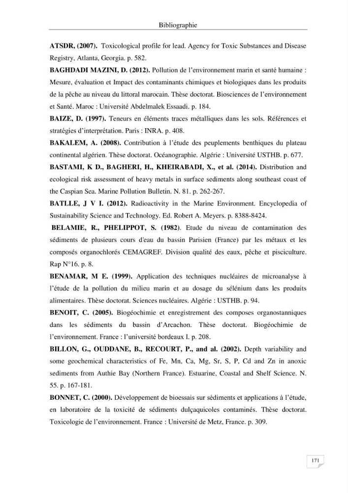 Les radioéléments et l\'historique de la contamination dans les sédiments de la côte algéroise :