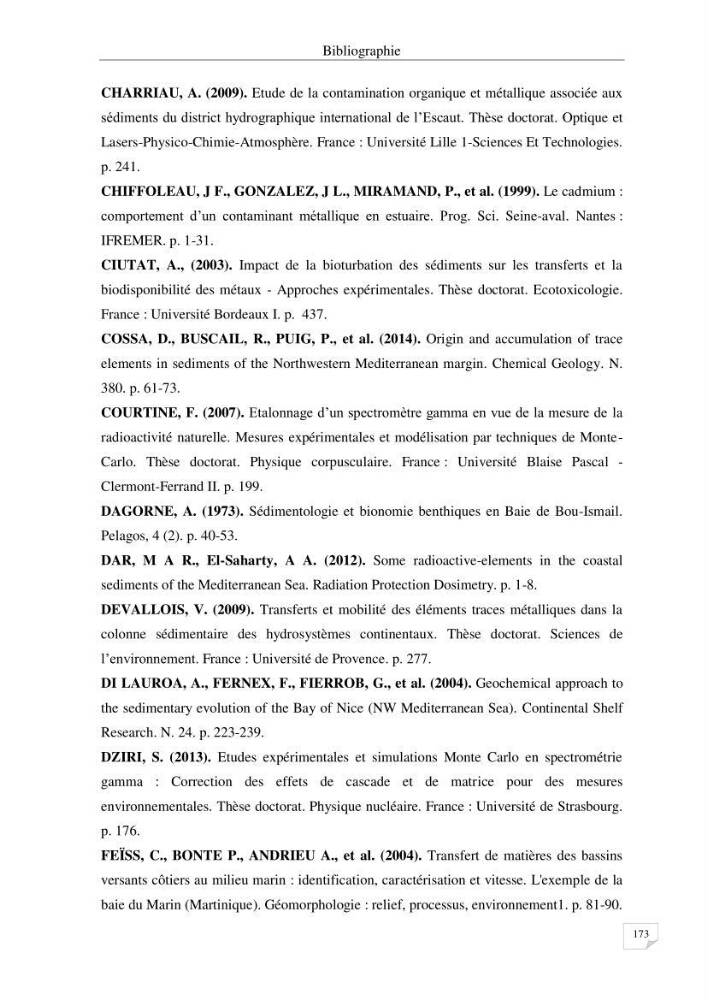 Les radioéléments et l\'historique de la contamination dans les sédiments de la côte algéroise :