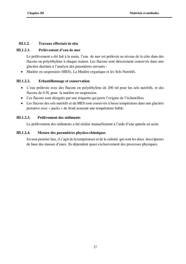 Contribution à l\'étude des paramètres physico-chimiques et de pollution dans l\'eau et dans le sédiment