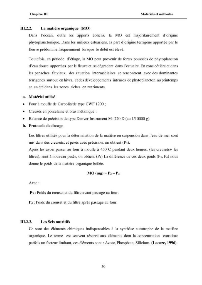 Contribution à l\'étude des paramètres physico-chimiques et de pollution dans l\'eau et dans le sédiment