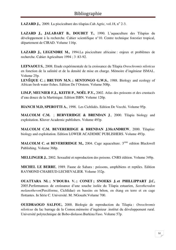 Impact de la température d\'élevage sur le développement larvaire et le determinisme sexuel d\'oreochromis niloticus: