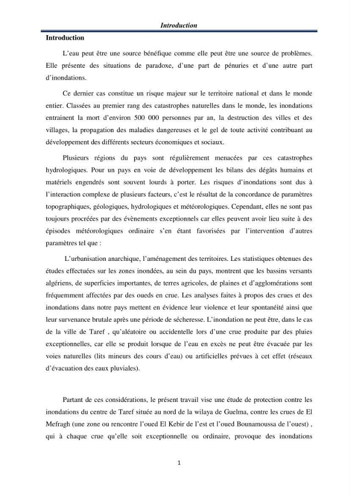 Impact Préliminaire et Analyse des Dégâts d’Inondations Par Imagerie Satellite Via le Logiciel ArcGis dans la willaya de Taref: