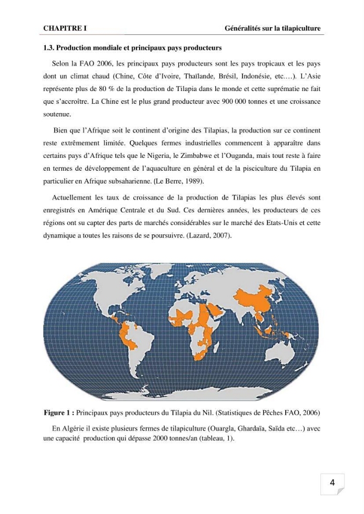 Inventaire des parasites en Tilapiculture dans le sud de l\'Algerie