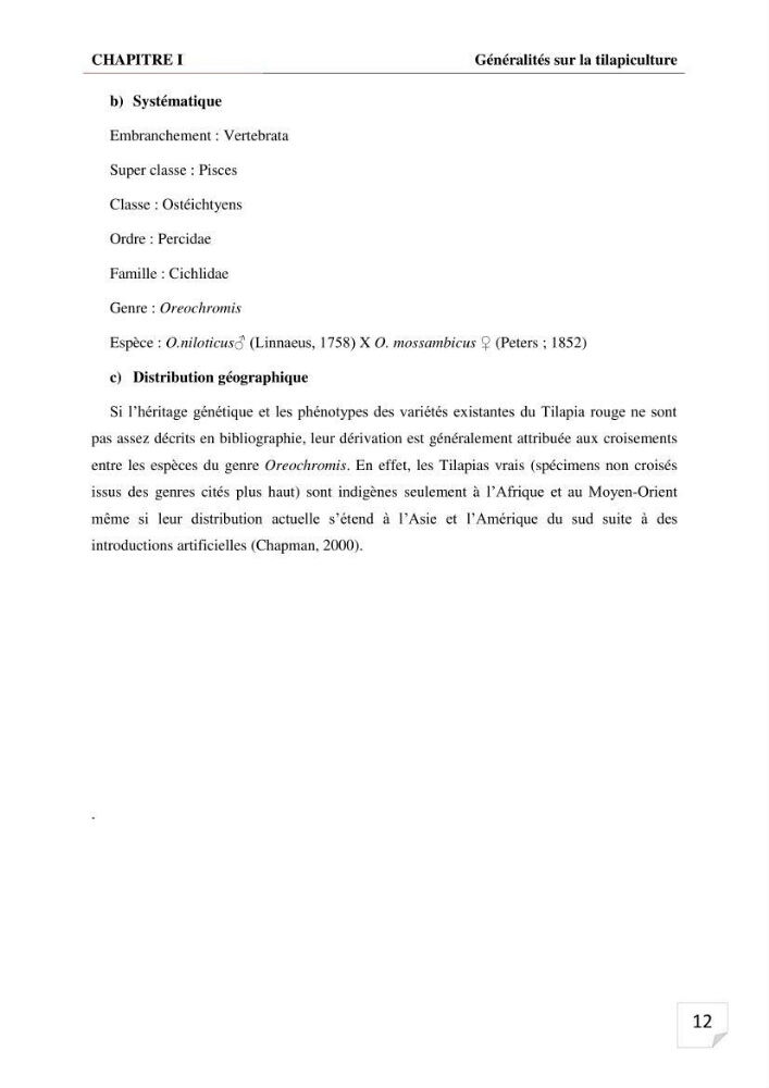 Inventaire des parasites en Tilapiculture dans le sud de l\'Algerie