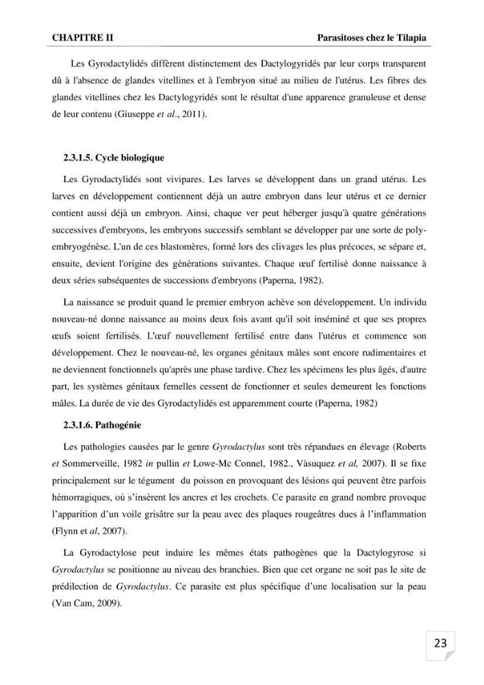Inventaire des parasites en Tilapiculture dans le sud de l\'Algerie
