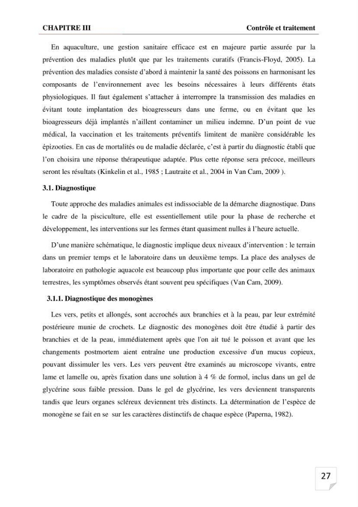 Inventaire des parasites en Tilapiculture dans le sud de l\'Algerie