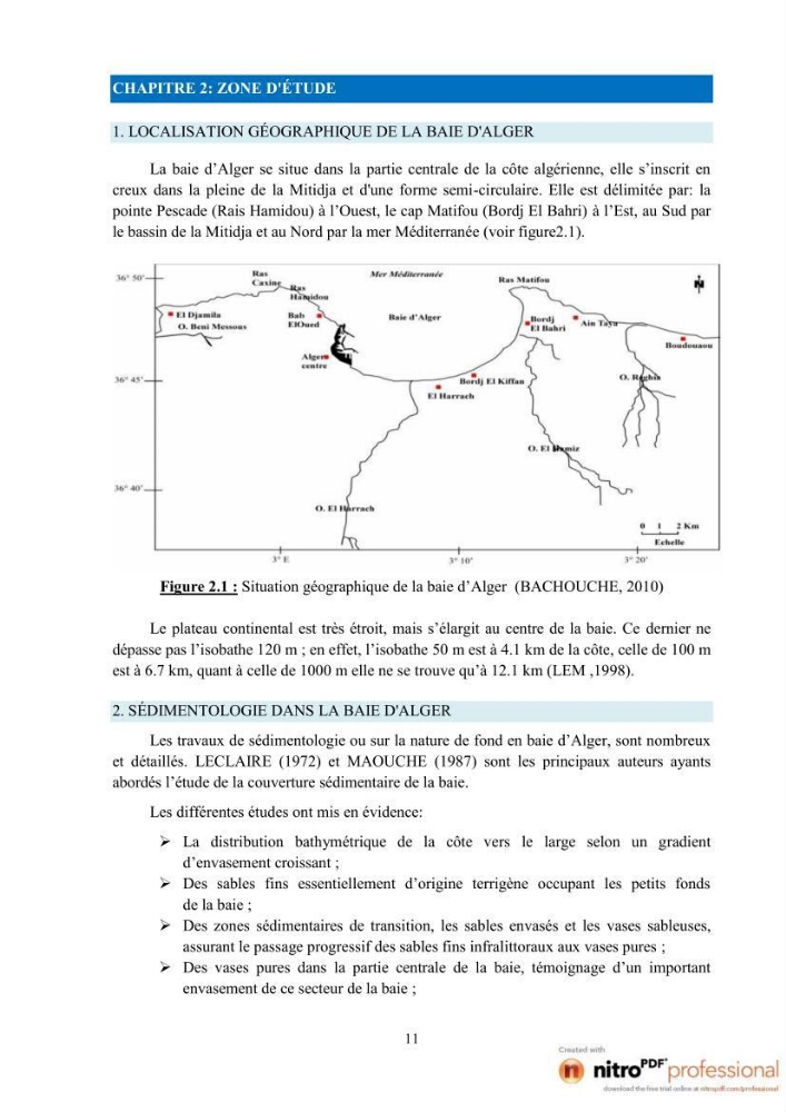 Modelisation spatio-temporelle de paramètres physicochimiques de la pollution en Baie d\'Alger