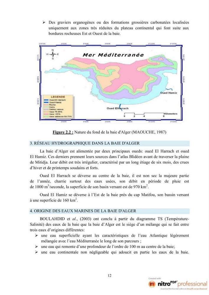 Modelisation spatio-temporelle de paramètres physicochimiques de la pollution en Baie d\'Alger