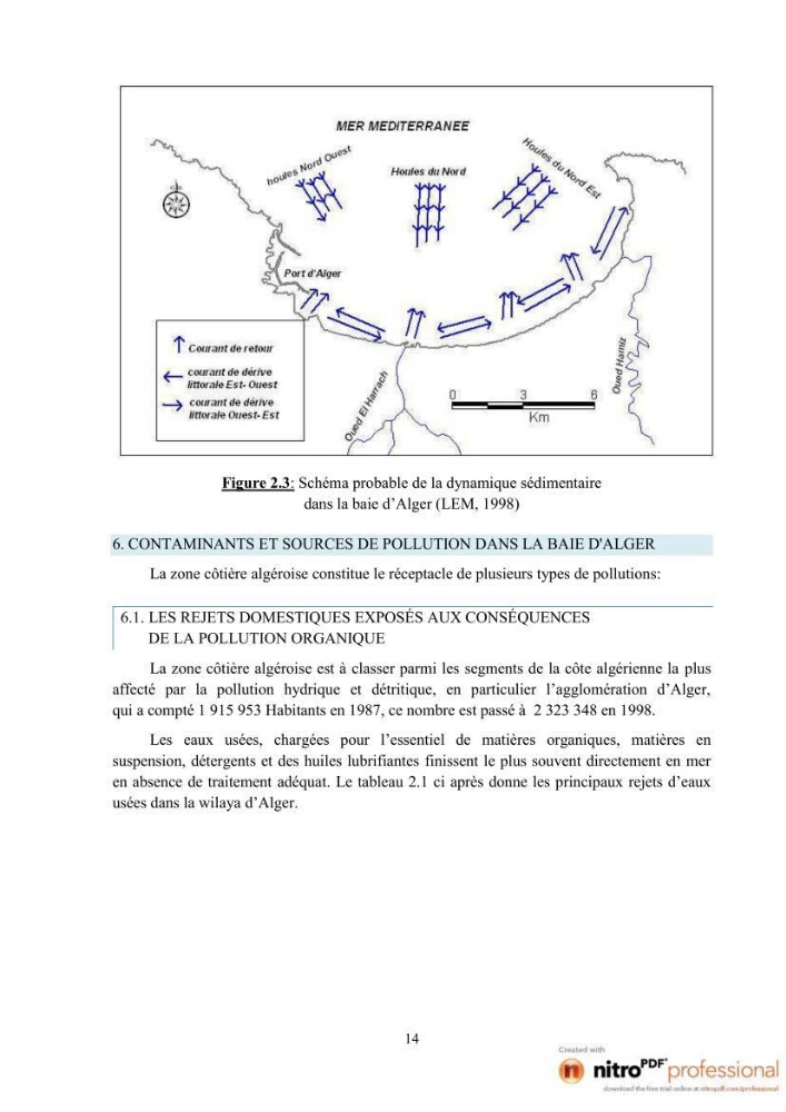 Modelisation spatio-temporelle de paramètres physicochimiques de la pollution en Baie d\'Alger
