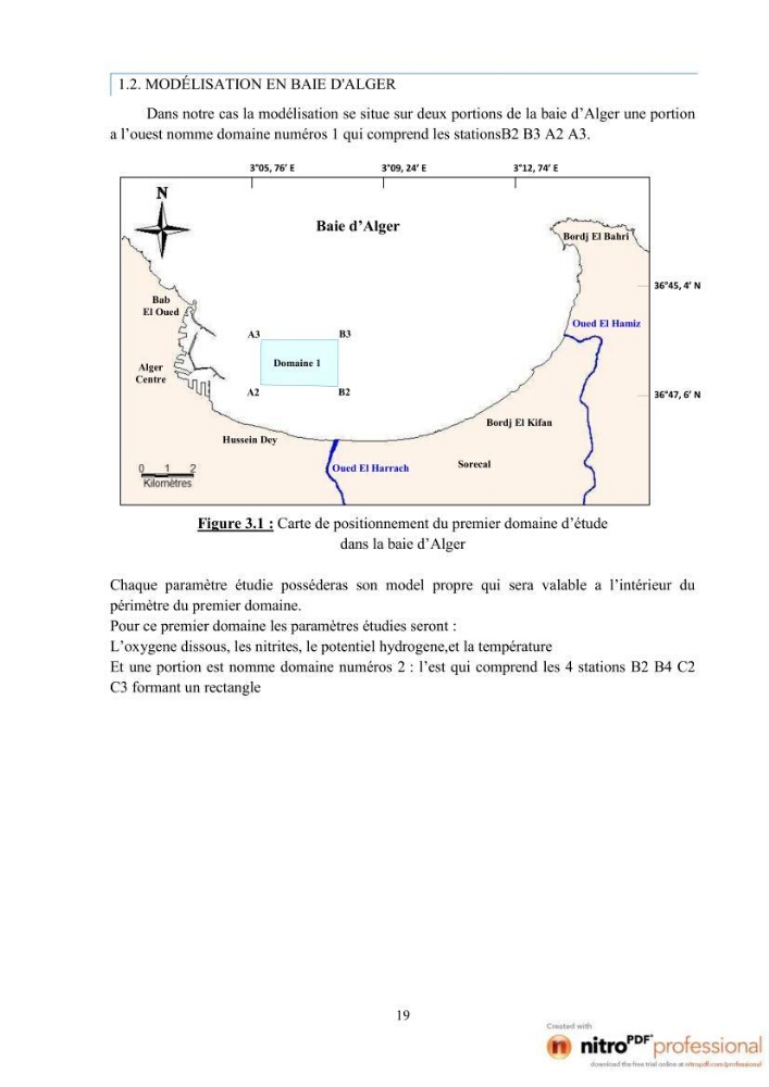 Modelisation spatio-temporelle de paramètres physicochimiques de la pollution en Baie d\'Alger