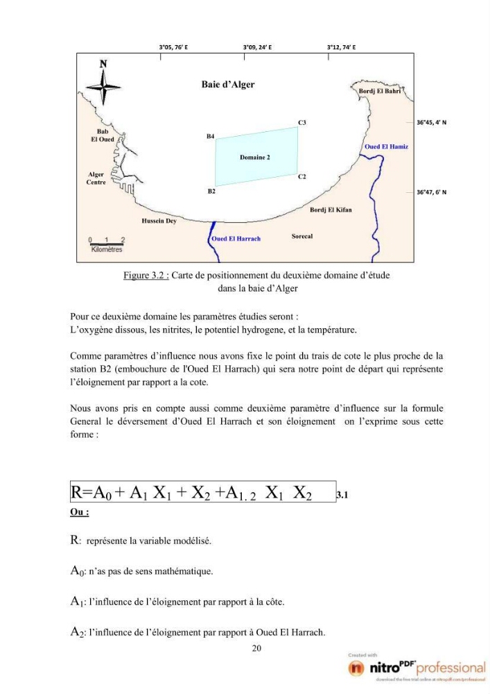 Modelisation spatio-temporelle de paramètres physicochimiques de la pollution en Baie d\'Alger