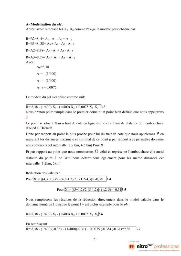 Modelisation spatio-temporelle de paramètres physicochimiques de la pollution en Baie d\'Alger