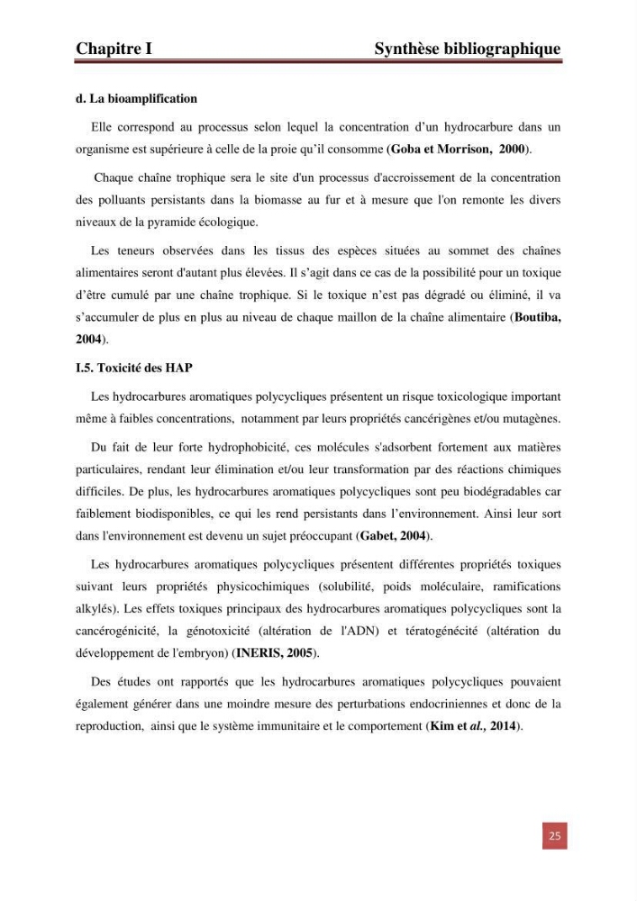 Evaluation du taux des hydrocarbures aromatiques polycycliques chez le mollusque Patella.sp et les moules du littoral Algérois