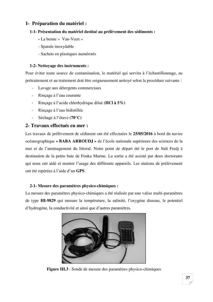 Suivi de la qualité des sédiments superficiels de Fouka marine par les métaux lourds