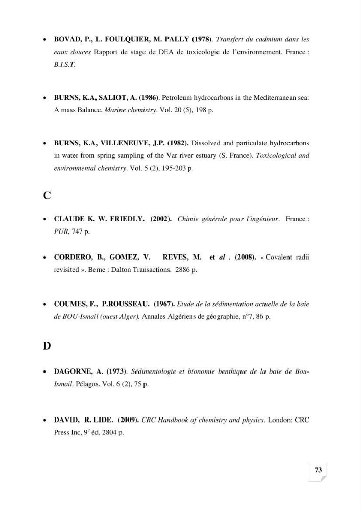 Suivi de la qualité des sédiments superficiels de Fouka marine par les métaux lourds