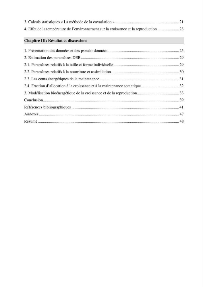 Effet de la température du milieu sur la reproduction et la croissance de Pegusa Lascaris ( Risso,1810) des eaux centre algérienne selon la théorie DEB