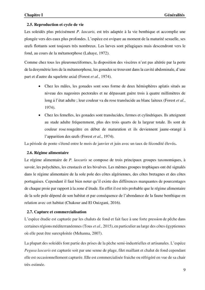 Effet de la température du milieu sur la reproduction et la croissance de Pegusa Lascaris ( Risso,1810) des eaux centre algérienne selon la théorie DEB