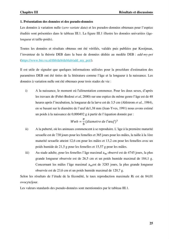 Effet de la température du milieu sur la reproduction et la croissance de Pegusa Lascaris ( Risso,1810) des eaux centre algérienne selon la théorie DEB