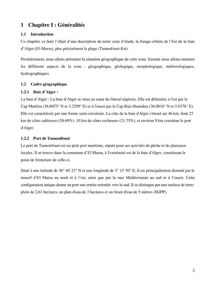 Etude de l\'éxtention du port de Tamenfoust-Est
