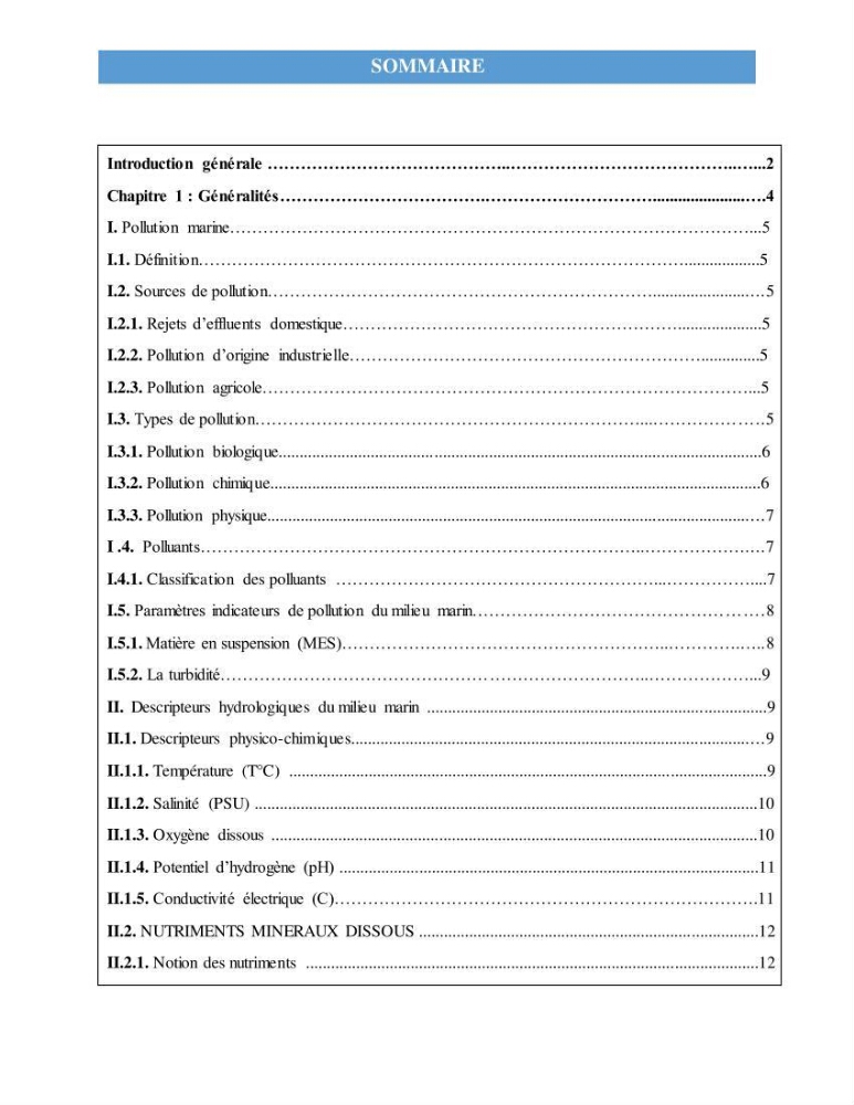 Suivi des paramètres physico-chimiques et des sels nutritifs dans la côte Algéroise: