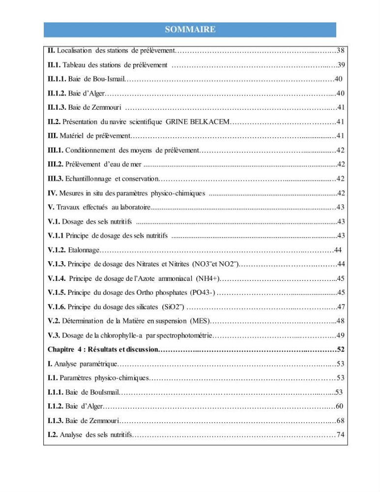 Suivi des paramètres physico-chimiques et des sels nutritifs dans la côte Algéroise: