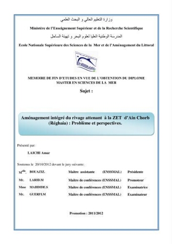 Aménagement intégré du rivage attenant à la ZET d'Ain Chorb (Réghaia): problème et perspectives Aménagement intégré du rivage attenant à la ZET d'Ain Chorb (Réghaia): problème et perspectives