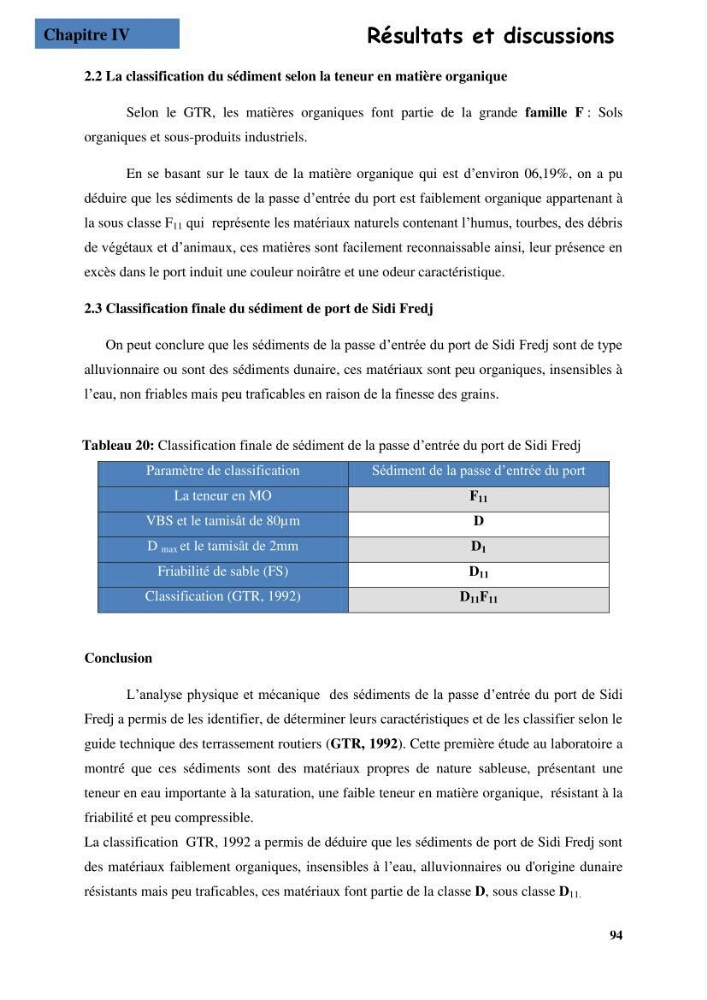 Etude du comportement physique et mécanique des sédiments de dragage pour leur valorisation en techniques routières \"cas du port de Sidi fredj\"