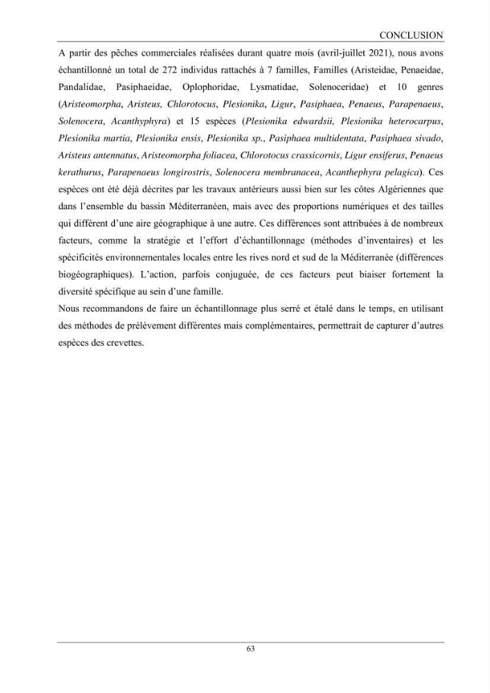 Contribution à l’inventaire des crevettes (Crustacea, Decapoda) dans la région centre du bassin Algérien: