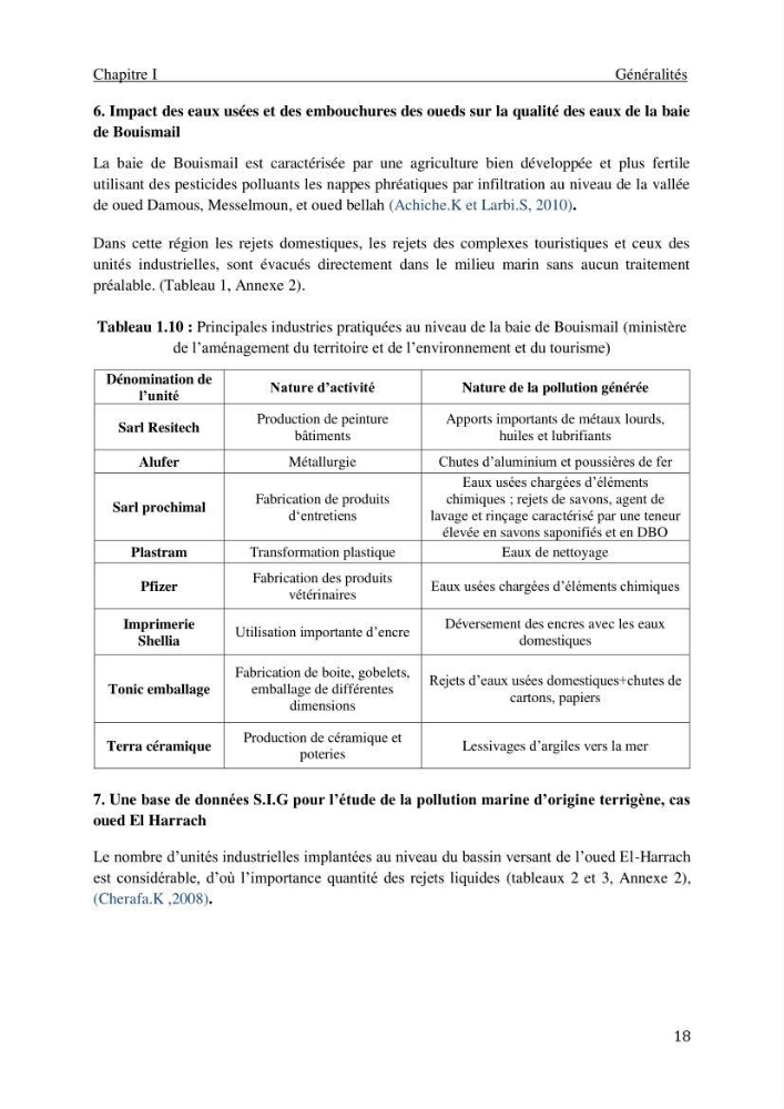 Impact des rejets des eaux usées sur le littoral Algérois, constat et diagnostic de la situation actuelle