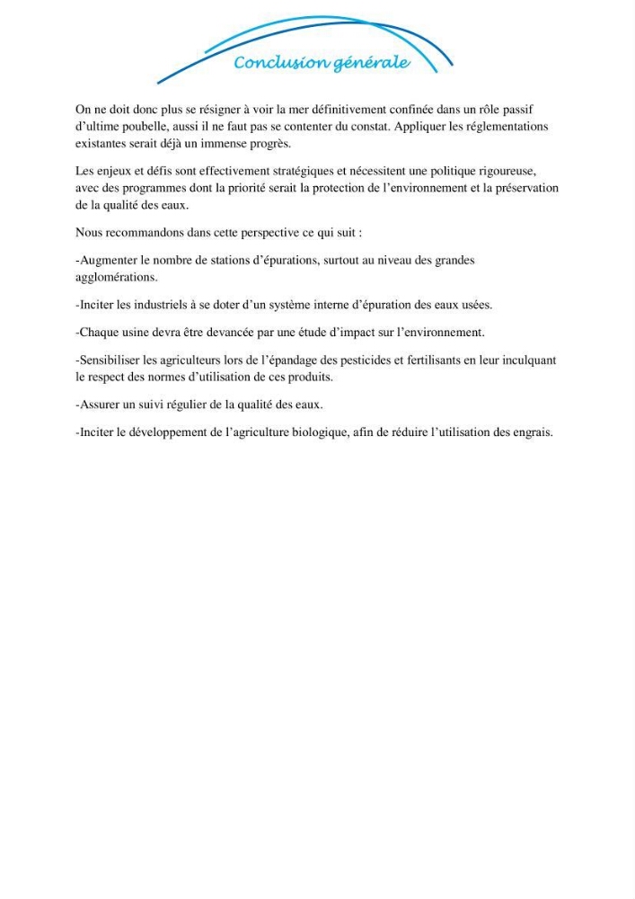 Impact des rejets des eaux usées sur le littoral Algérois, constat et diagnostic de la situation actuelle