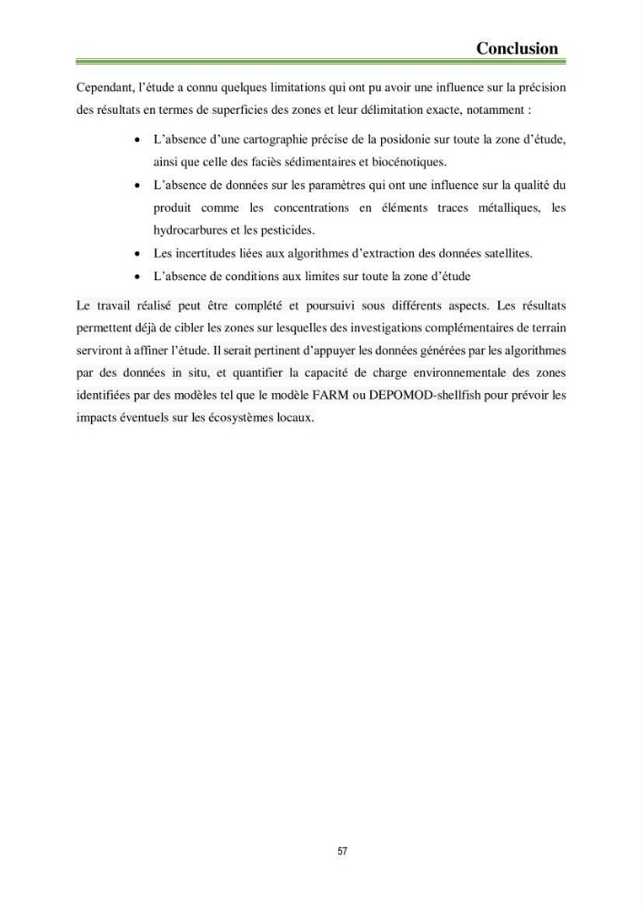 Identification des zones propices à héberger des filières conchylicoles par modélisation numérique et télédetection