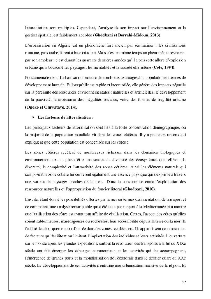 Diagnostic sur la pression exercée sur le littoral de Tipasa