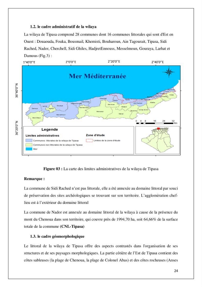 Diagnostic sur la pression exercée sur le littoral de Tipasa