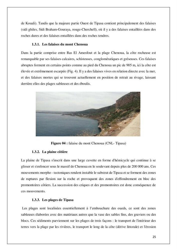 Diagnostic sur la pression exercée sur le littoral de Tipasa