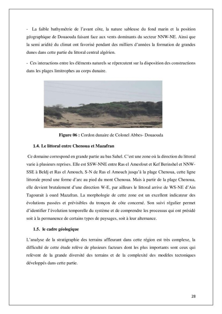 Diagnostic sur la pression exercée sur le littoral de Tipasa
