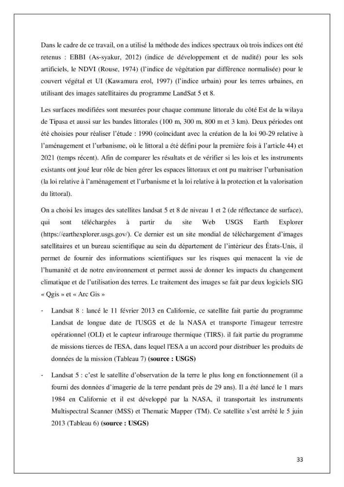 Diagnostic sur la pression exercée sur le littoral de Tipasa