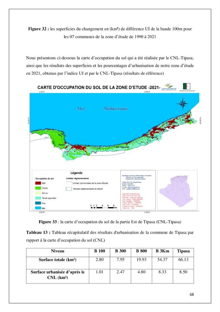 Diagnostic sur la pression exercée sur le littoral de Tipasa